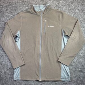 Columbia Fleece Jacket Mens Medium Brown Full Zip Mock Neck‎